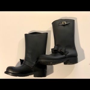Valentino RED black bow moto rainboot